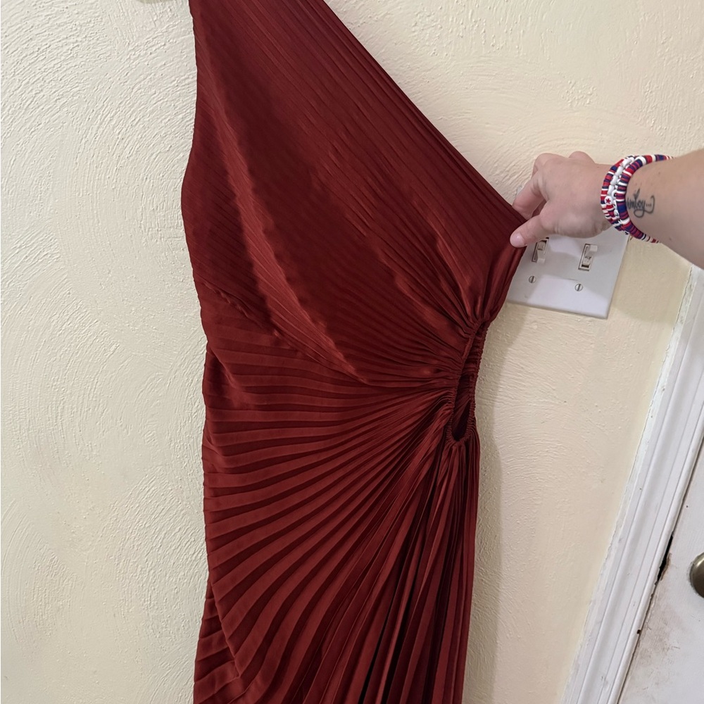 A.L.C. Ribbed Satin Maxi Dress in Deep Red - Picture 2 of 3